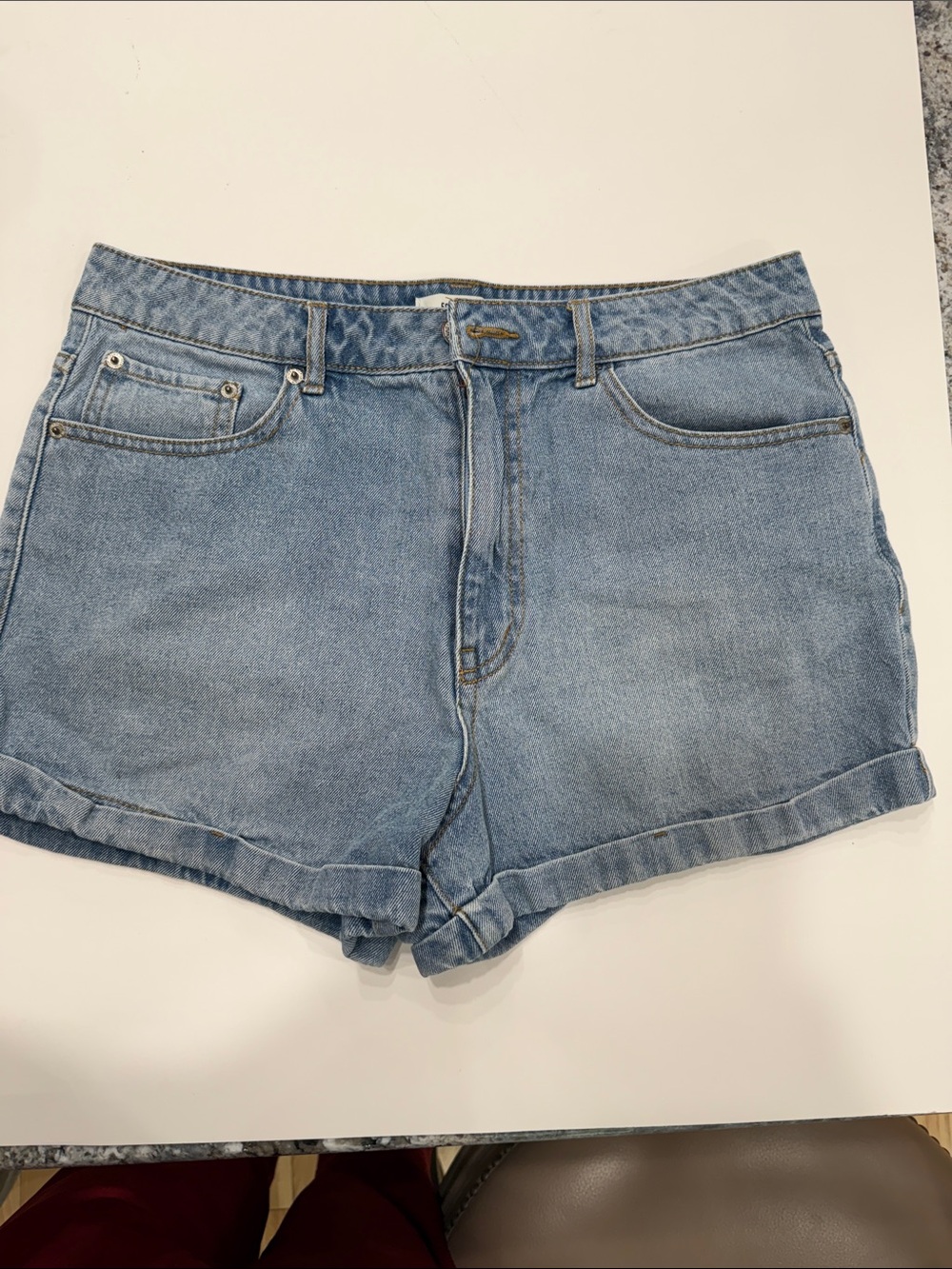 Forever 21 Light Blue High-Rise Denim Shorts
